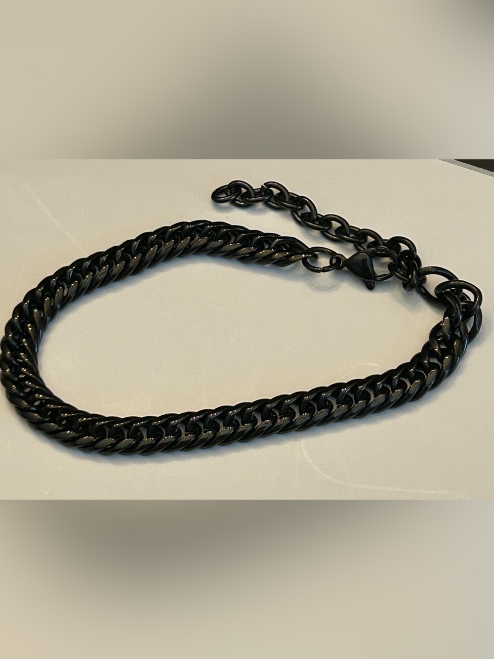 Unisex Black Gunmetal Chain LinkBracelet w/ Lobster Claw Clasp 7 - 9 Inch NWOT